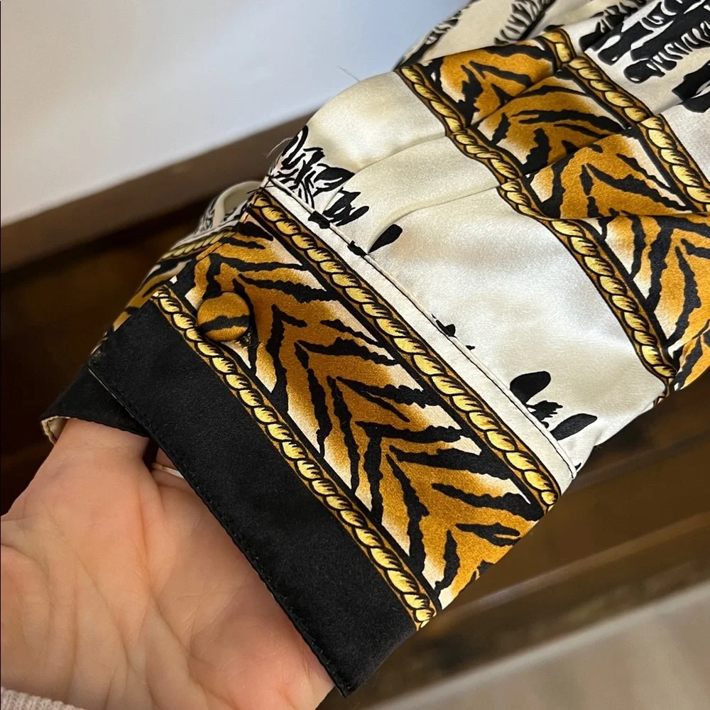 Vintage Jessica Holbrook 100% Silk Zebra Print Patterned Button Down Top- 3X - Picture 3 of 5